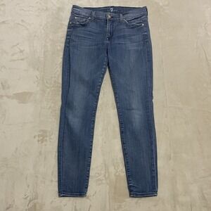 7 For All Mankind Jeans Womens Size 30 The Skinny Blue Denim Medium Wash Stretch